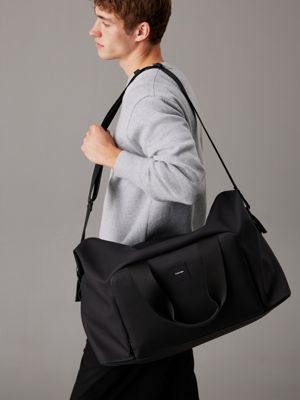 black rubberized weekend bag for men calvin klein