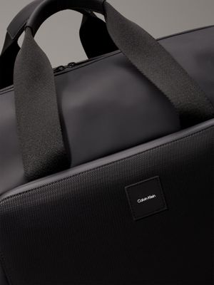 black rubberized weekend bag for men calvin klein