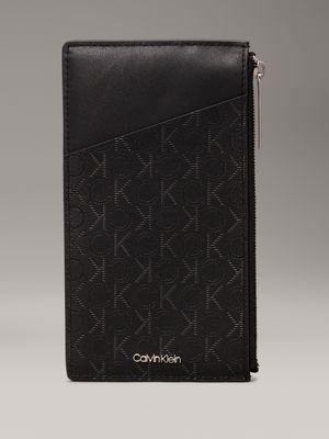 black logo leather phone wallet for men calvin klein