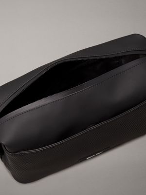 black rubberized wash bag for men calvin klein