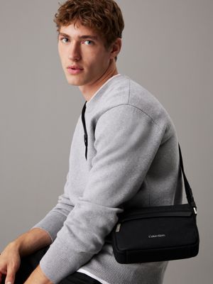 twill mono black logo crossbody bag for men calvin klein