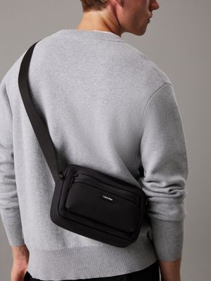 black rubberized crossbody bag for men calvin klein