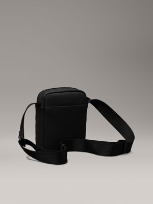 black rubberized small reporter bag for men calvin klein