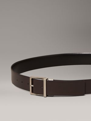 pvh black/dark brown smooth reversible leather belt for men calvin klein