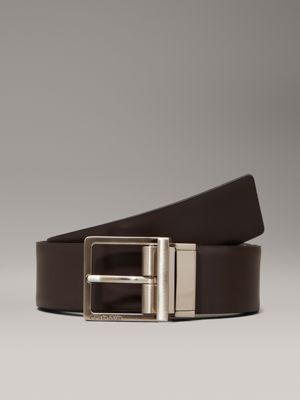 pvh black/dark brown smooth reversible leather belt for men calvin klein