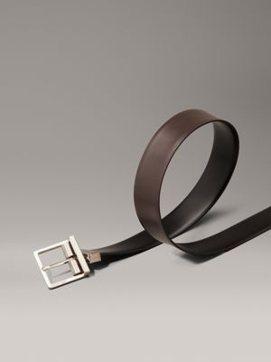 pvh black/dark brown smooth reversible leather belt for men calvin klein