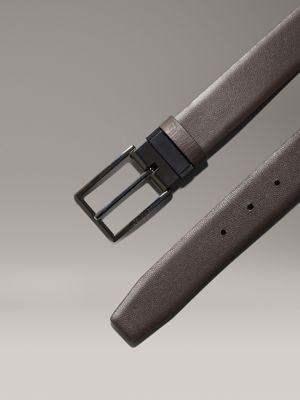 black caviar/brown caviar reversible leather belt for men calvin klein