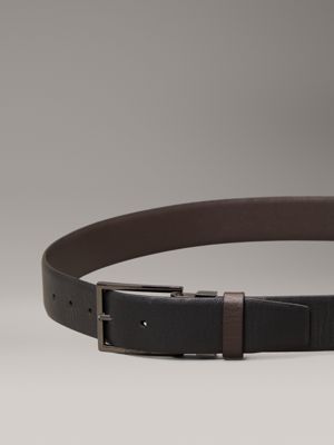 black caviar/brown caviar reversible leather belt for men calvin klein