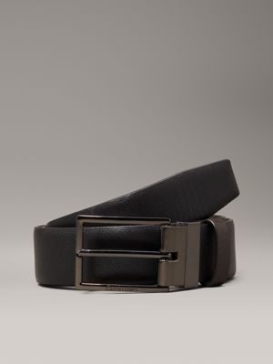 black caviar/brown caviar reversible leather belt for men calvin klein