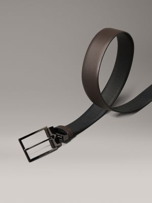 black caviar/brown caviar reversible leather belt for men calvin klein