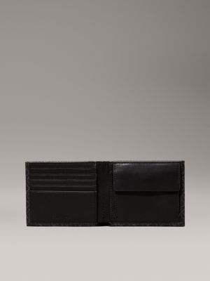 classic mono black logo billfold wallet for men calvin klein