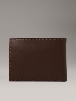 dark brown smooth leather rfid trifold wallet for men calvin klein