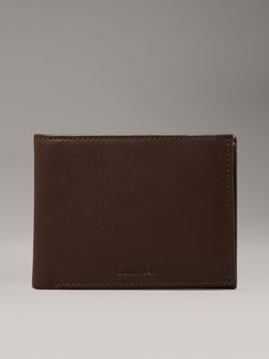 black leather rfid trifold wallet for men calvin klein