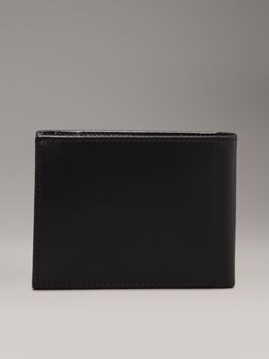 black leather rfid trifold wallet for men calvin klein