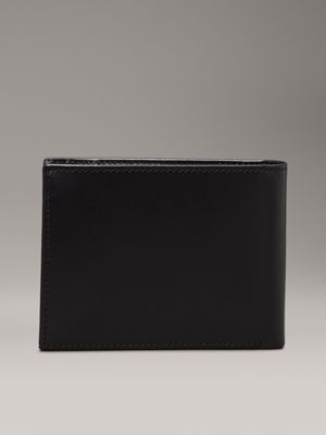 ck black smooth leather rfid trifold wallet for men calvin klein