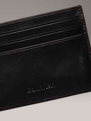 ck black smooth leather cardholder for men calvin klein