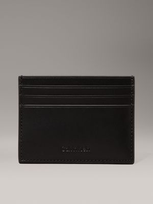 black leather cardholder for men calvin klein