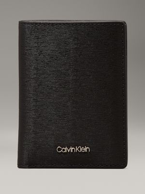 black leather rfid slimfold wallet for men calvin klein