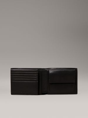 black epi leather rfid trifold wallet for men calvin klein