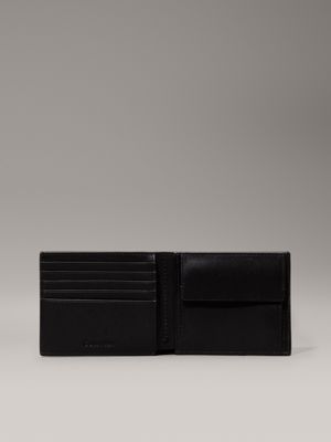 ck black pebble leather rfid billfold wallet for men calvin klein