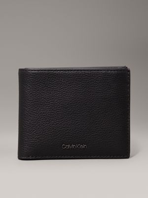 black leather rfid billfold wallet for men calvin klein