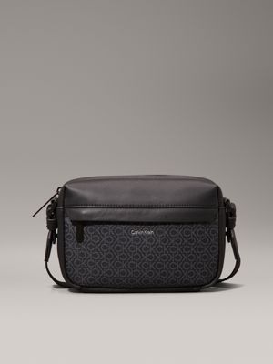 black logo crossbody camera bag for men calvin klein