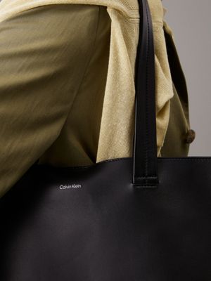 ck black leather tote bag for men calvin klein