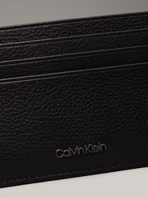 ck black pebble leather cardholder for men calvin klein