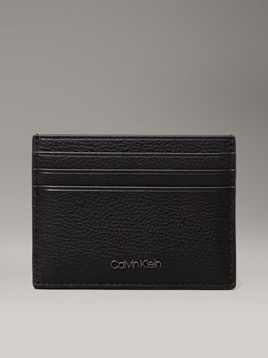 black leather cardholder for men calvin klein