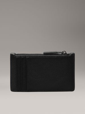 ck black pebble leather cardholder for men calvin klein