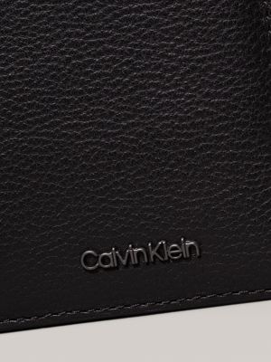 ck black pebble leather cardholder for men calvin klein