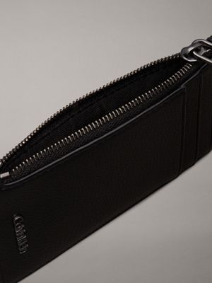 ck black pebble leather cardholder for men calvin klein