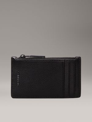 black leather cardholder for men calvin klein