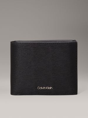 black leather rfid billfold wallet for men calvin klein