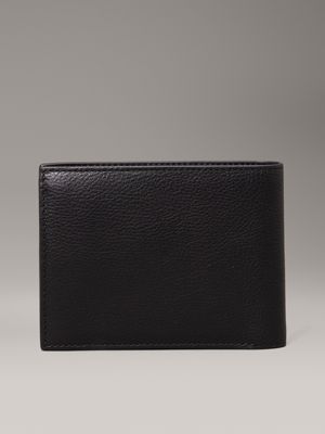 ck black pebble leather rfid trifold wallet for men calvin klein