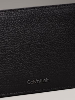 ck black pebble leather rfid trifold wallet for men calvin klein