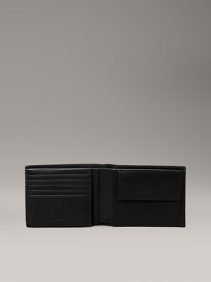 ck black pebble leather rfid trifold wallet for men calvin klein