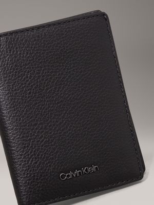 ck black pebble leather rfid slimfold wallet for men calvin klein