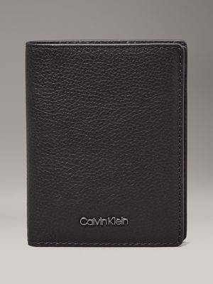 black leather rfid slimfold wallet for men calvin klein