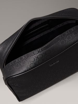 industrial mono black logo wash bag for men calvin klein