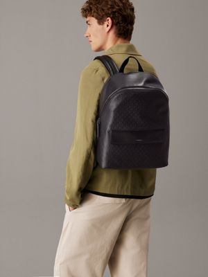 black industrial mono logo backpack for men calvin klein