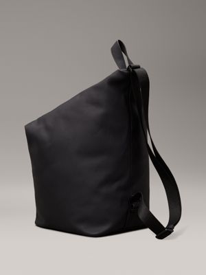 black rubberized convertible sling bag for men calvin klein