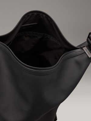 black rubberized convertible sling bag for men calvin klein