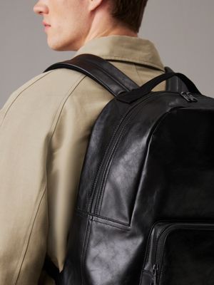 black faux leather backpack for men calvin klein jeans