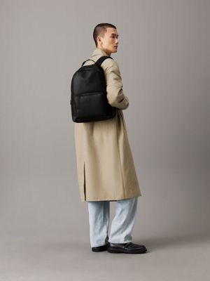 black faux leather backpack for men calvin klein jeans