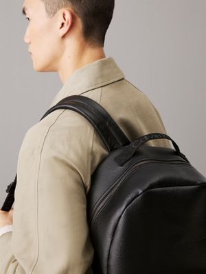 black faux leather backpack for men calvin klein jeans