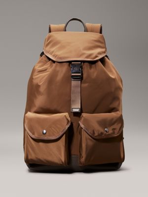 brown flap backpack for men calvin klein jeans