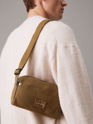 gothic olive canvas crossbody bag for men calvin klein jeans