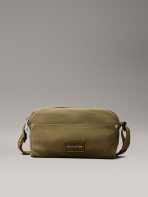 gothic olive canvas crossbody bag for men calvin klein jeans