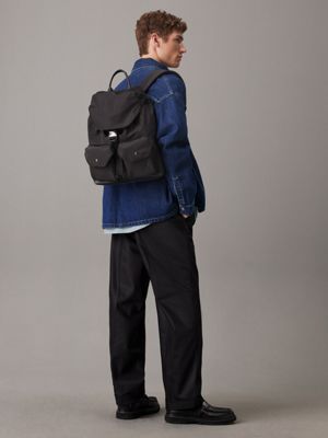 black flap backpack for men calvin klein jeans